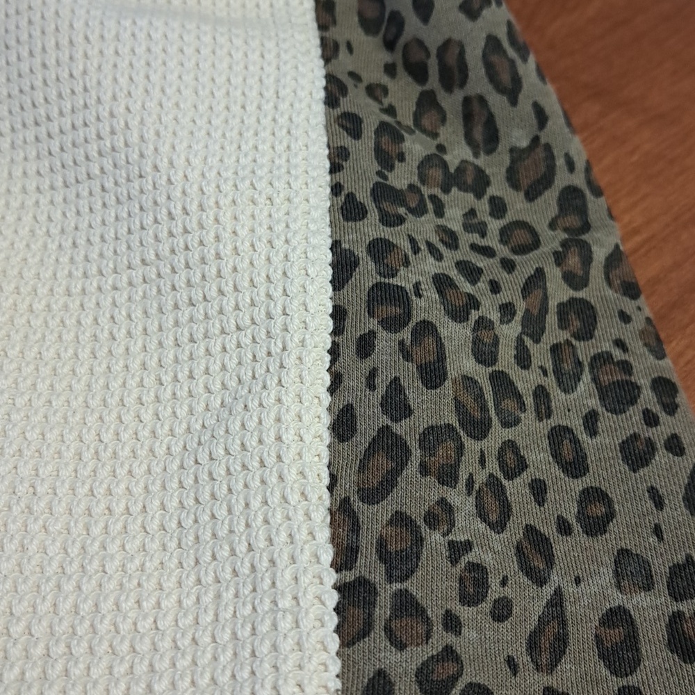 POL Two-Tone Leopard Trim Cream Lounge Pants Wide Leg Inseam 28.5 - Picture 9 of 9